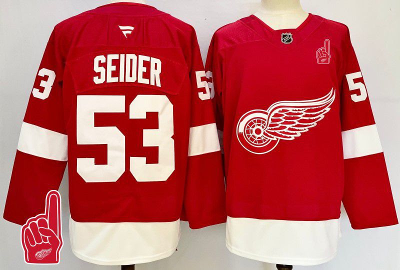 Men Detroit Red Wings #53 Seider Red Fanatics 2025 NHL Jersey style 10